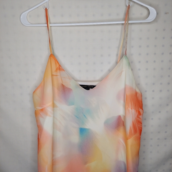 Cynthia Steffe Dress Slip 6 Midi V-Neck Watercolor Floral Lined Shift Strappy - Picture 4 of 7